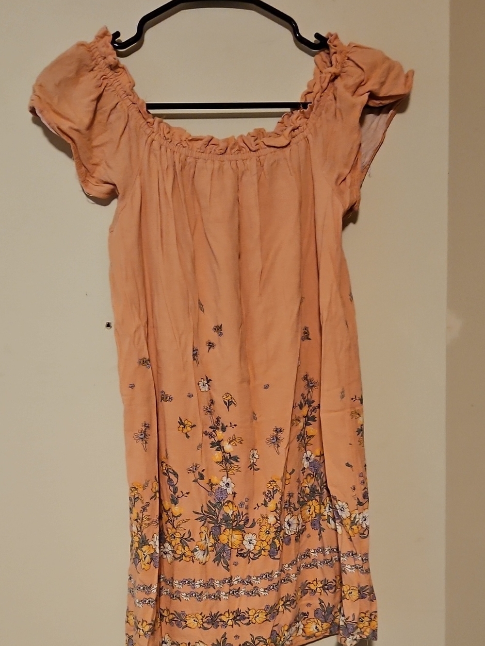Peach Floral Smocked-Neck Tank Dress